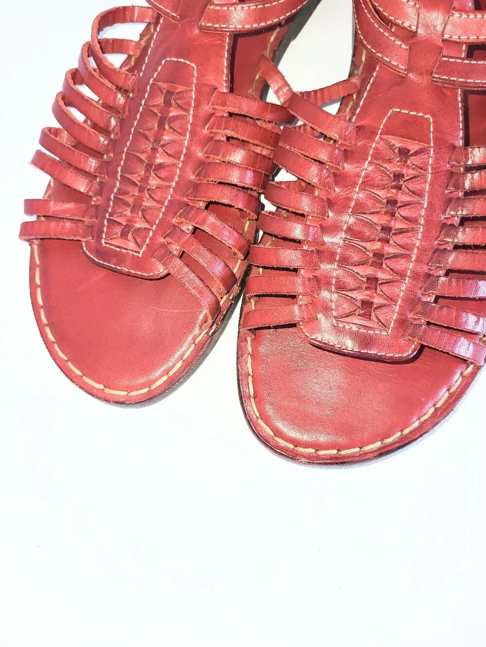 Frye Kayla Huarachi Sandals Caged Gladiator Genuine Leather Oxblood Red Size 8.5
